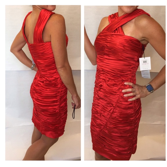 NWT Calvin Klein Nordstrom Ruched Red Cocktail sz6 - Picture 7 of 7